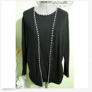 EMMA JAMES Cardigan Set Plus 1X Black White 2-fer